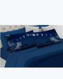 Set Lenzuola Letto Matrimoniale Made in Italy - Luna e Spazio Blu - Moon 2 Piazze