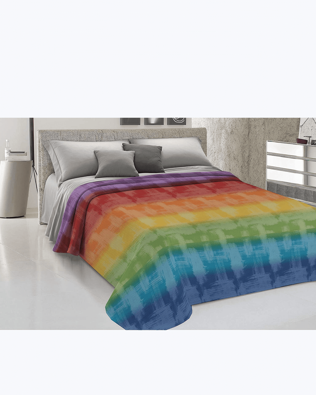Lenzuolo Copriletto Estivo Cotone Piquet - Fantasia Arcobaleno