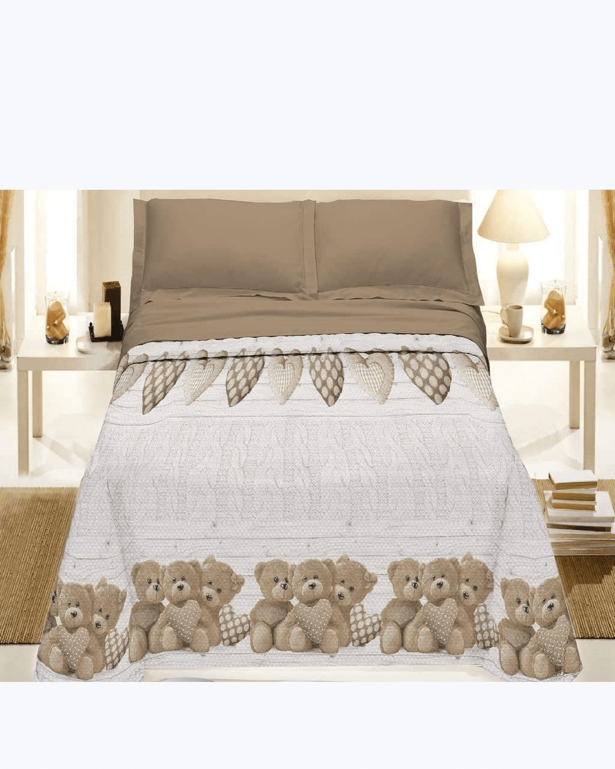 Lenzuolo Copriletto Estivo Cotone Piquet - Fantasia Orsetti