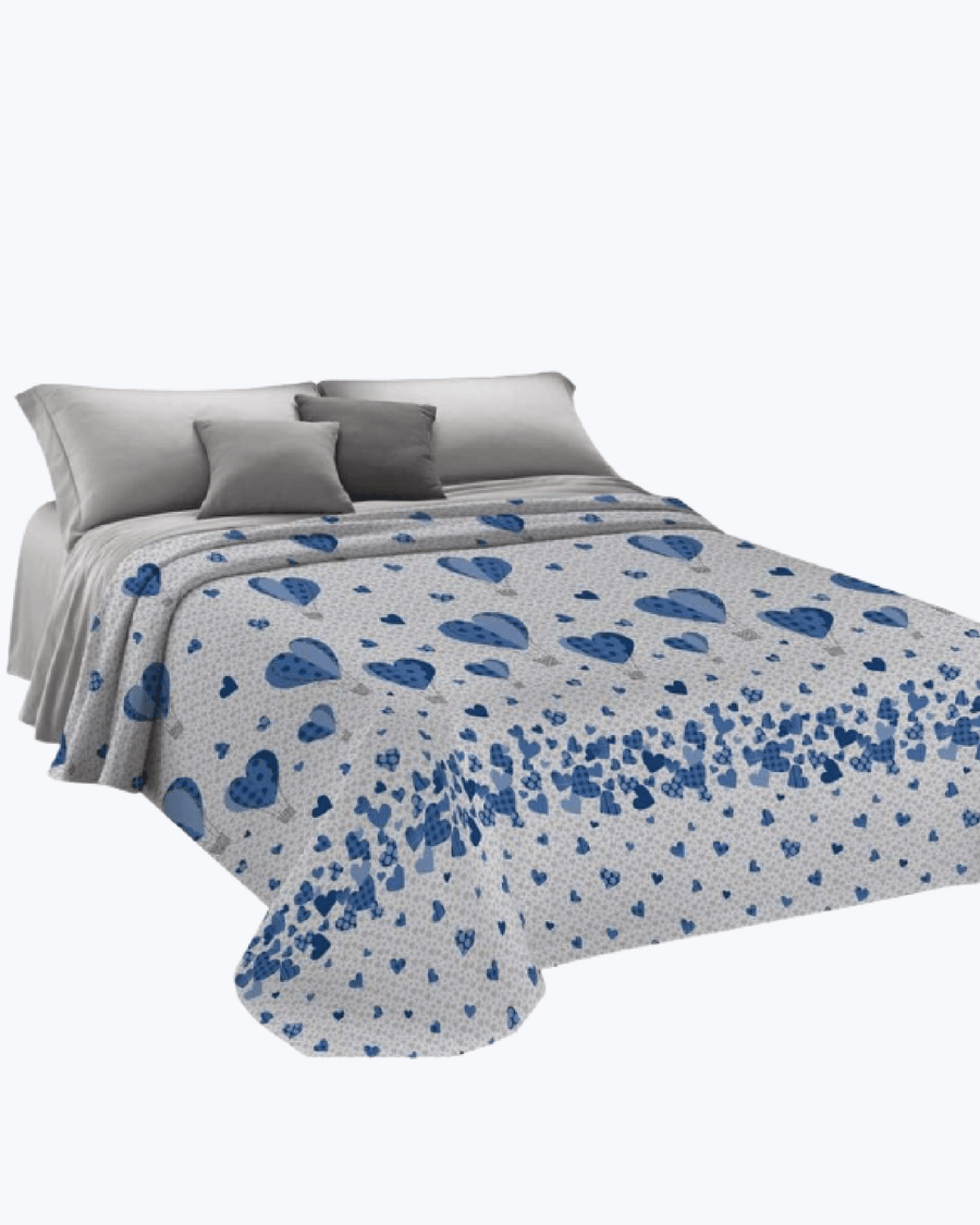 Lenzuolo Copriletto Estivo Cotone Piquet - Fantasia Mongolfiera Azzurro