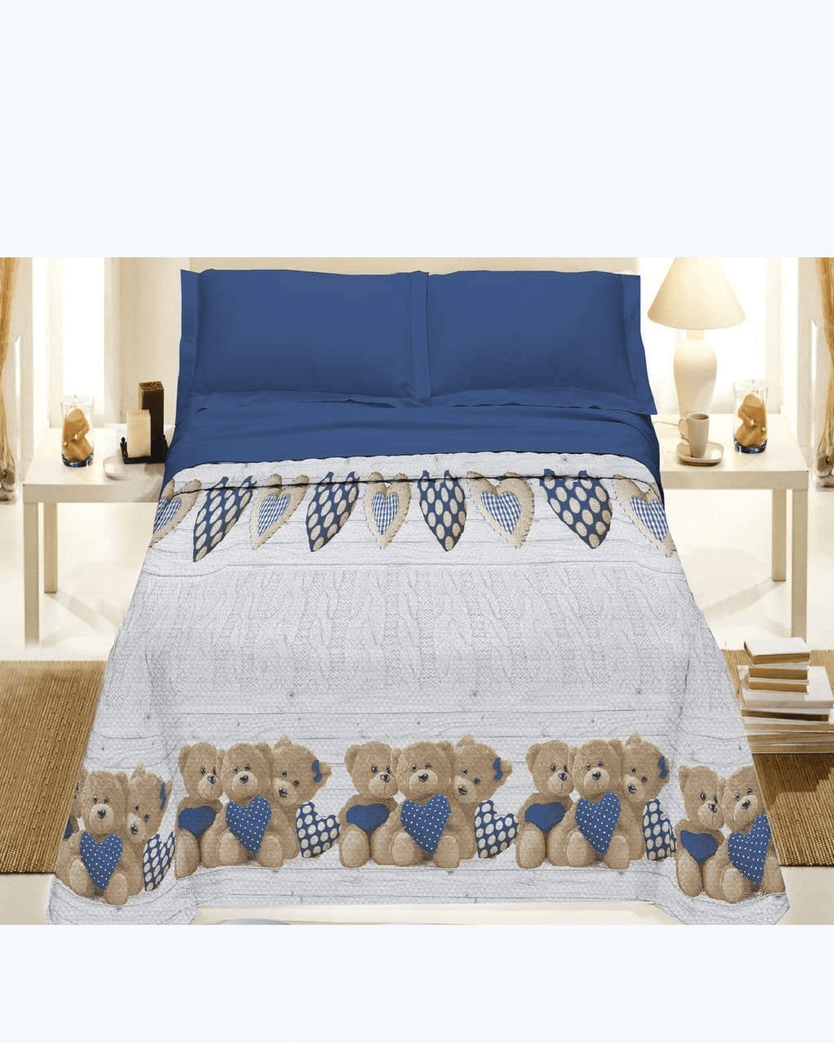 Lenzuolo Copriletto Estivo Cotone Piquet - Fantasia Orsetti