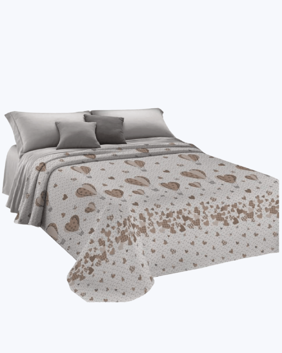 Lenzuolo Copriletto Estivo Cotone Piquet - Fantasia Mongolfiera Beige