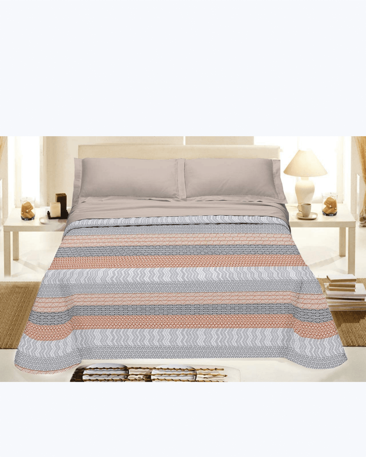 Lenzuolo Copriletto Estivo Cotone Piquet - Fantasia Geometrica