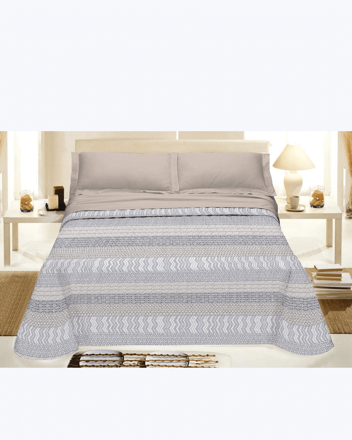 Lenzuolo Copriletto Estivo Cotone Piquet - Fantasia Geometrica