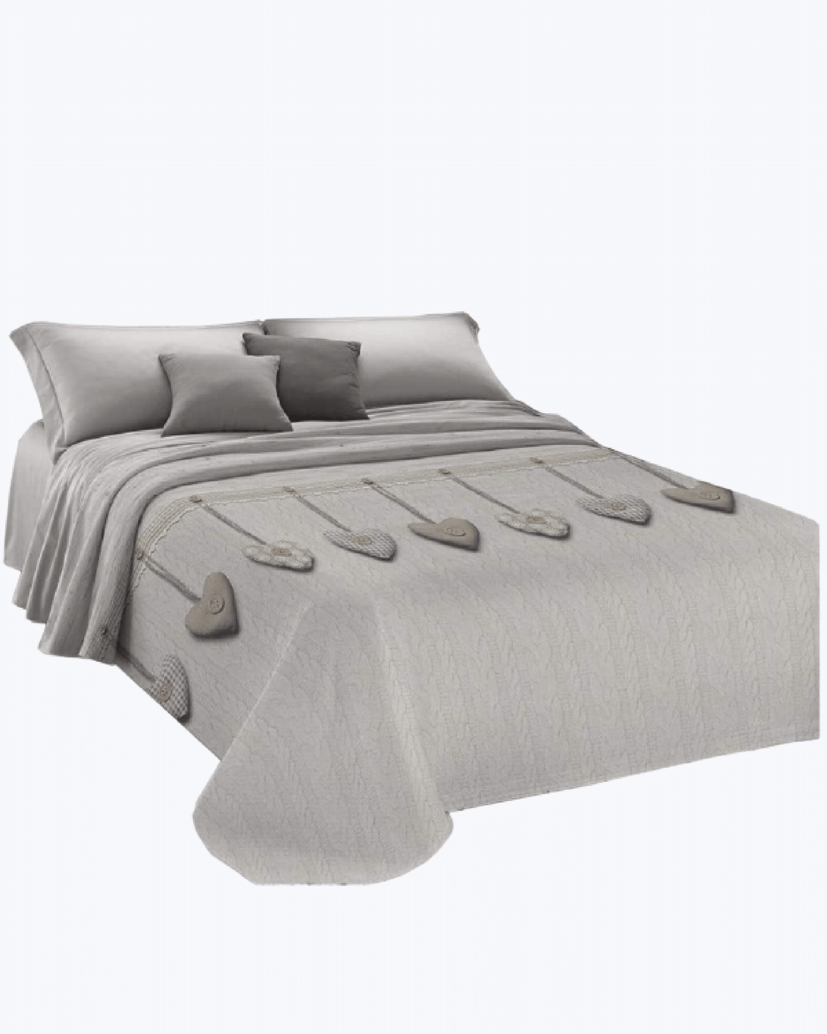 Lenzuolo Copriletto Estivo Cotone Piquet - Cuori Appesi Beige