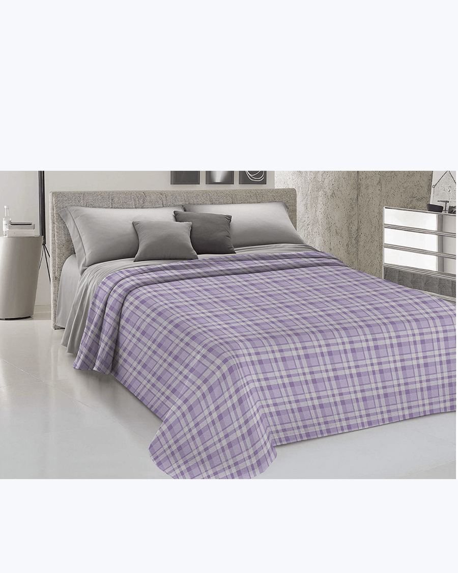 Lenzuolo Copriletto Estivo Cotone Piquet - Fantasia Scozzese Lilla