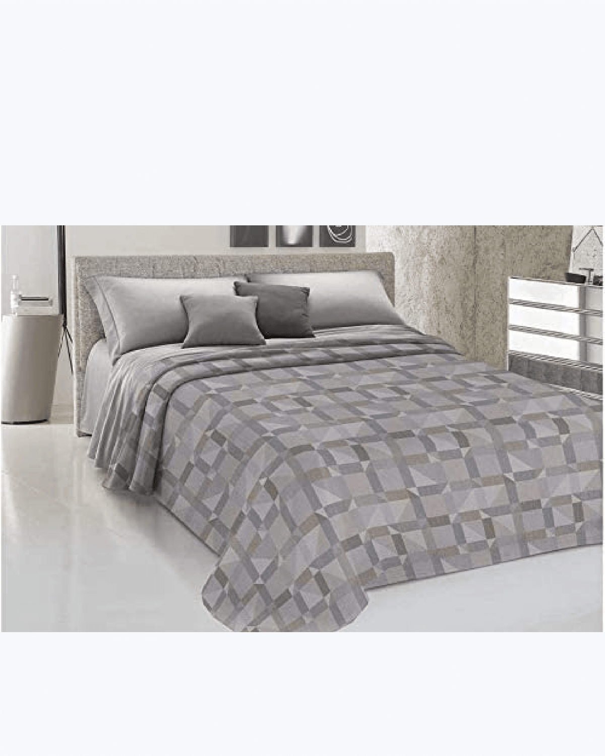 Lenzuolo Copriletto Estivo Cotone Piquet - Stampa Geometrica Beige