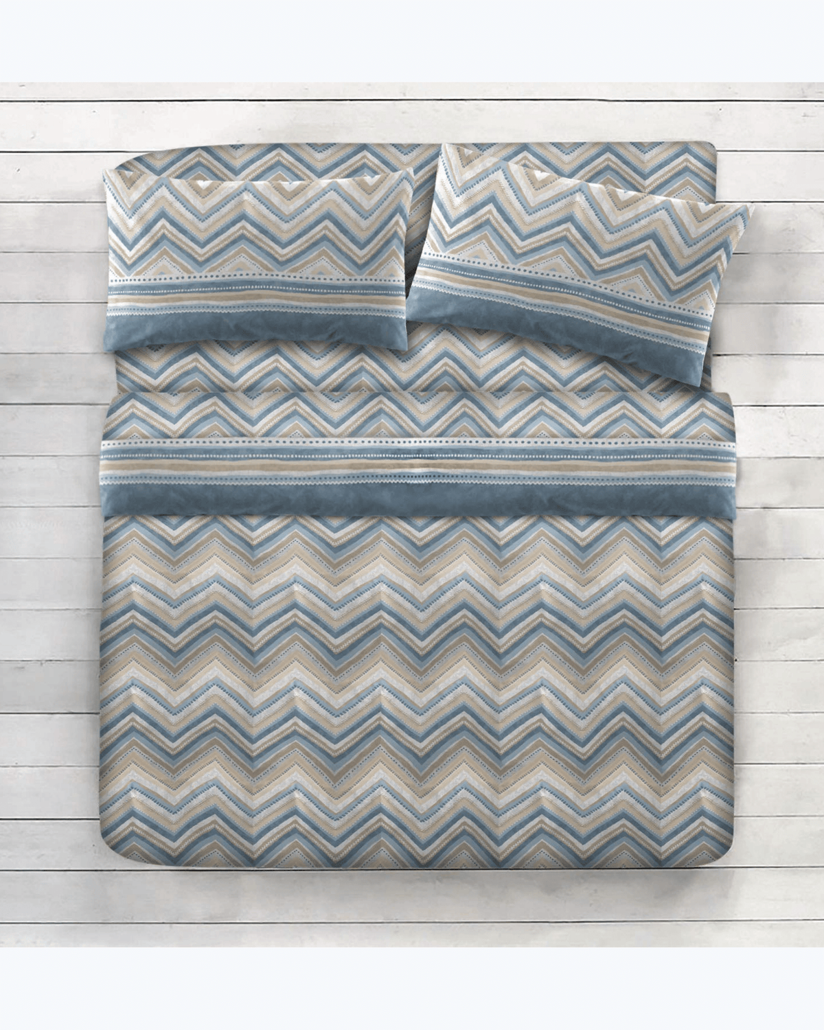 Set Lenzuola in Flanella di Cotone Completo Letto Autunno Inverno Azzurro
