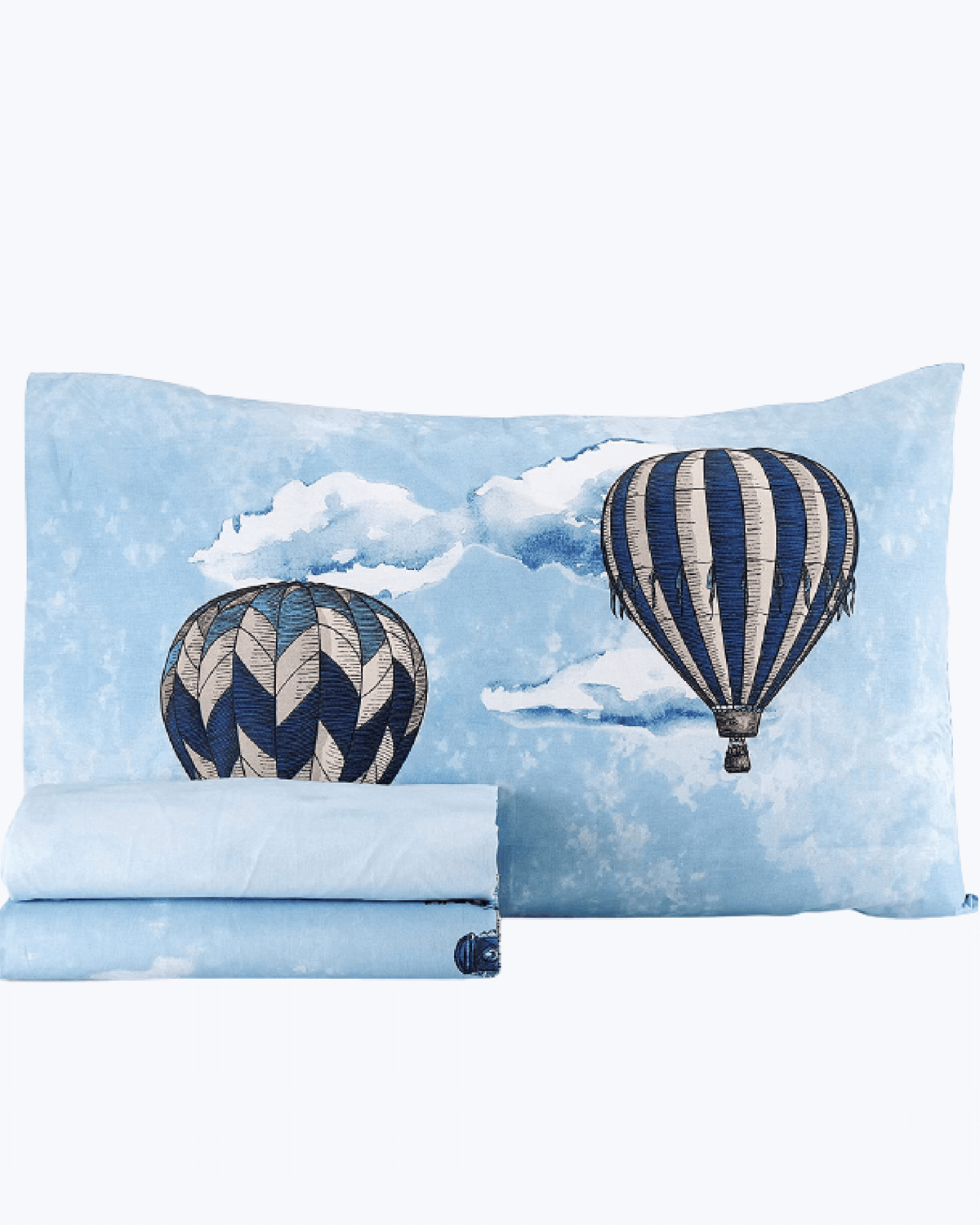 Set Lenzuola Letto in Cotone Made in Italy - Completo Letto Stampa Molgolfiere e Citta'