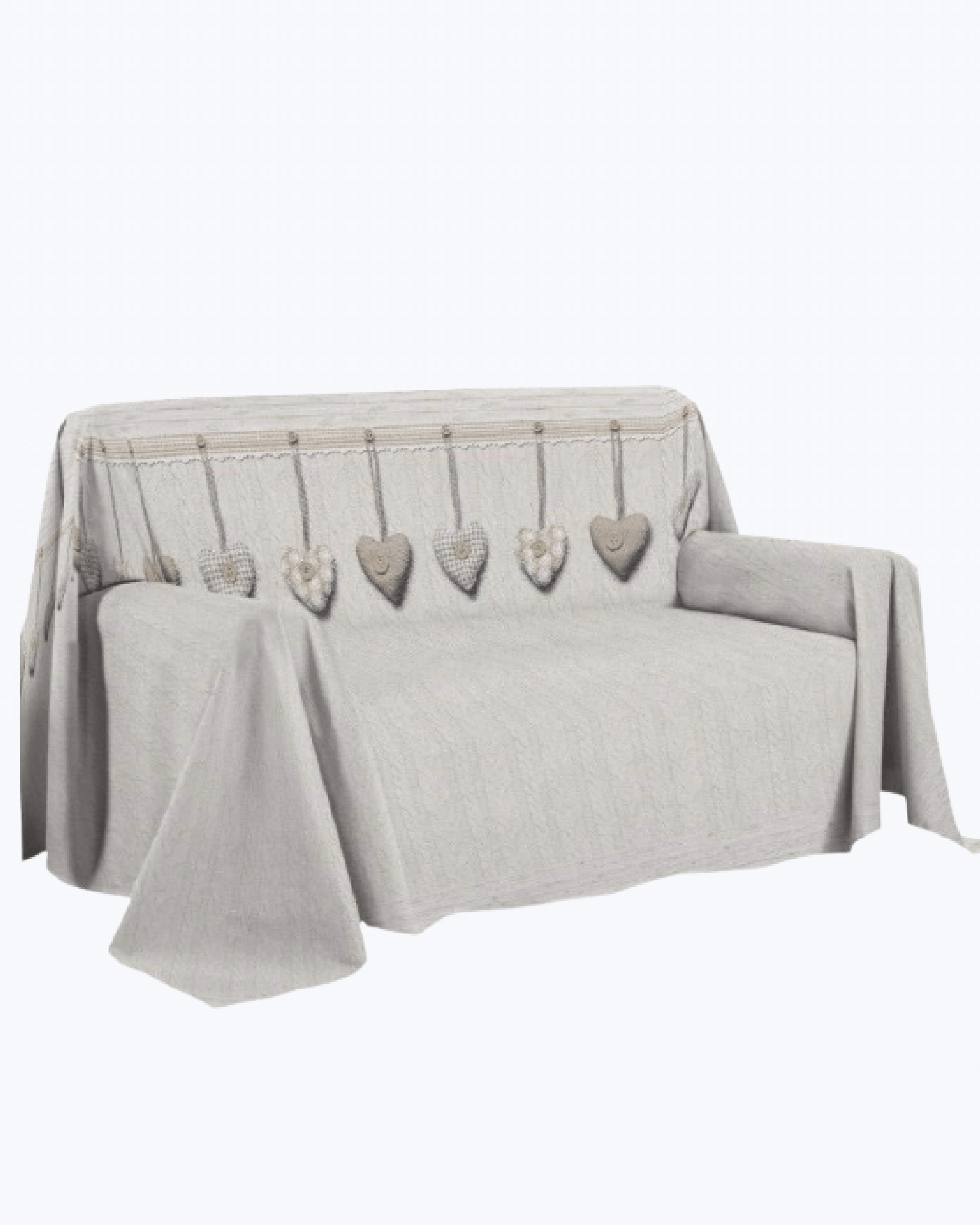 Copridivano Grandfoulard Con Stampa Cuoricini Lucy - 240x260 Cm, Nero - Foto 2