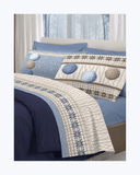 Set Lenzuola Letto in Cotone Made in Italy - Completo Letto Stampa Gomitoli Blu