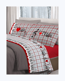 Set Lenzuola Letto in Cotone Made in Italy - Completo Letto Stampa Note Musicali Rosso