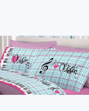 Set Lenzuola Letto in Cotone Made in Italy - Completo Letto Stampa Note Musicali