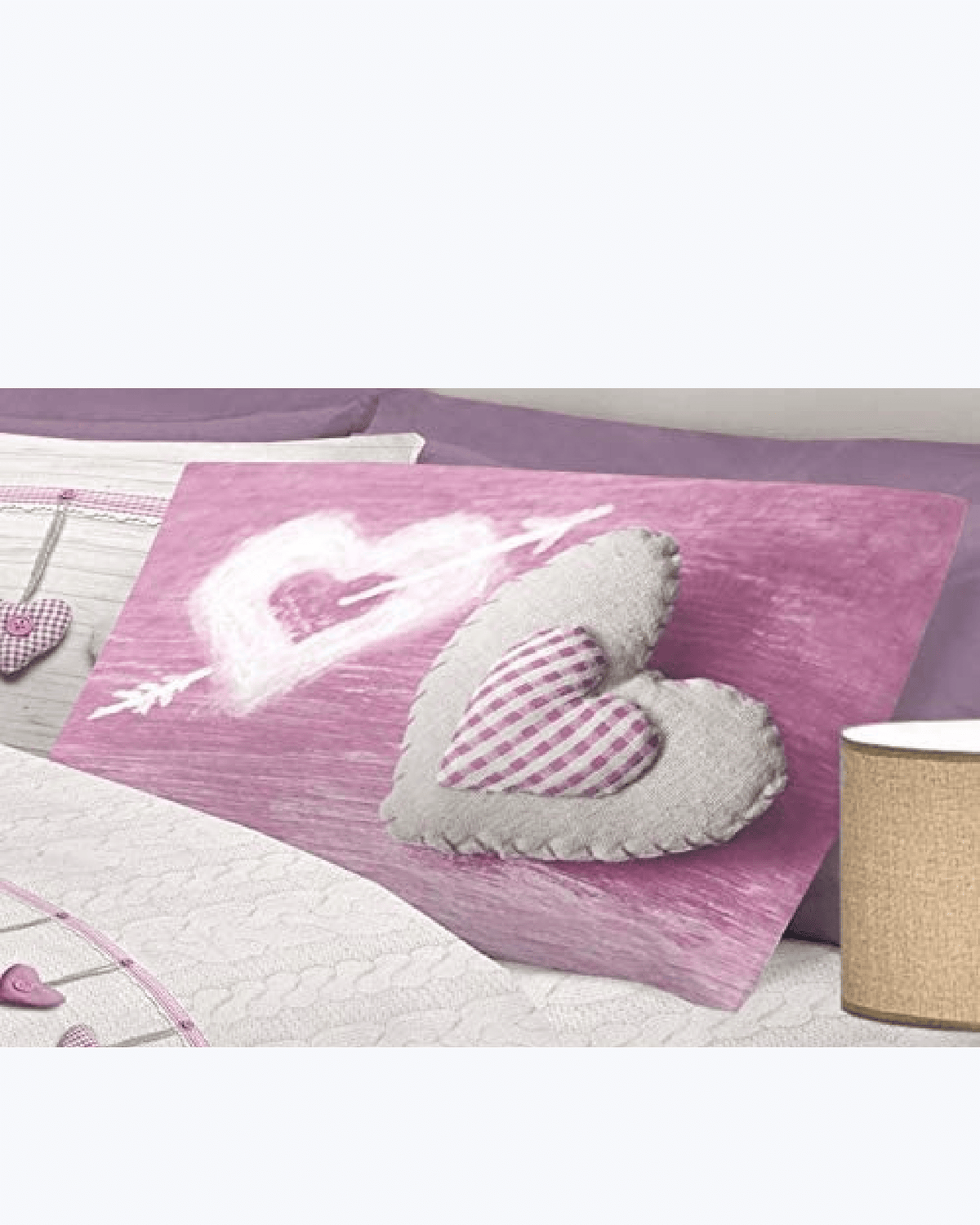 Set Lenzuola Letto in Cotone Made in Italy - Completo Letto Stampa Cuori Appesi