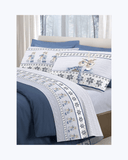 Set Lenzuola Letto in Cotone Made in Italy - Completo Letto Stampa Renna Blu