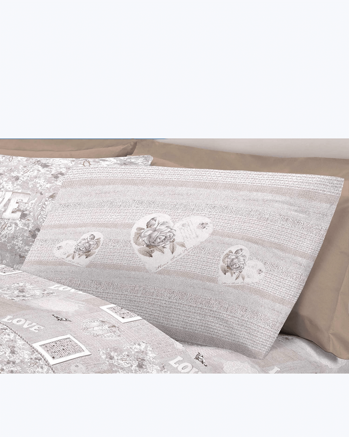 Set Lenzuola Letto in Cotone Made in Italy - Completo Letto Stampa Cuori