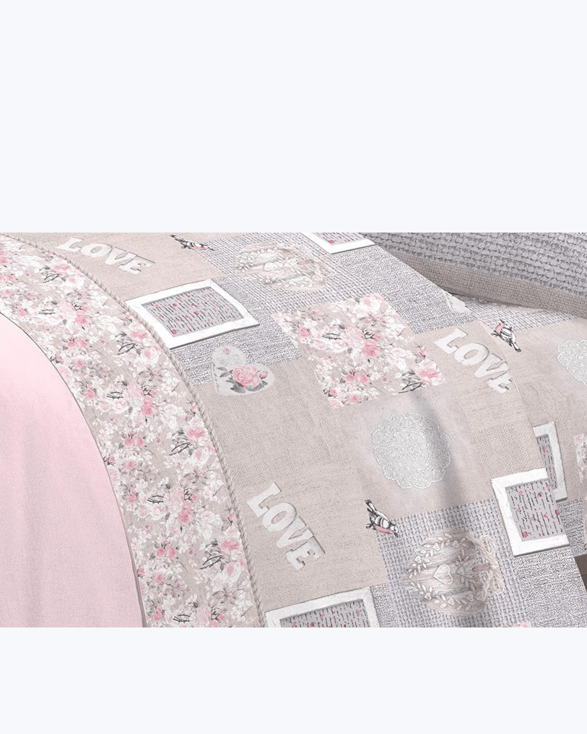 Set Lenzuola Letto in Cotone Made in Italy - Completo Letto Stampa Cuori