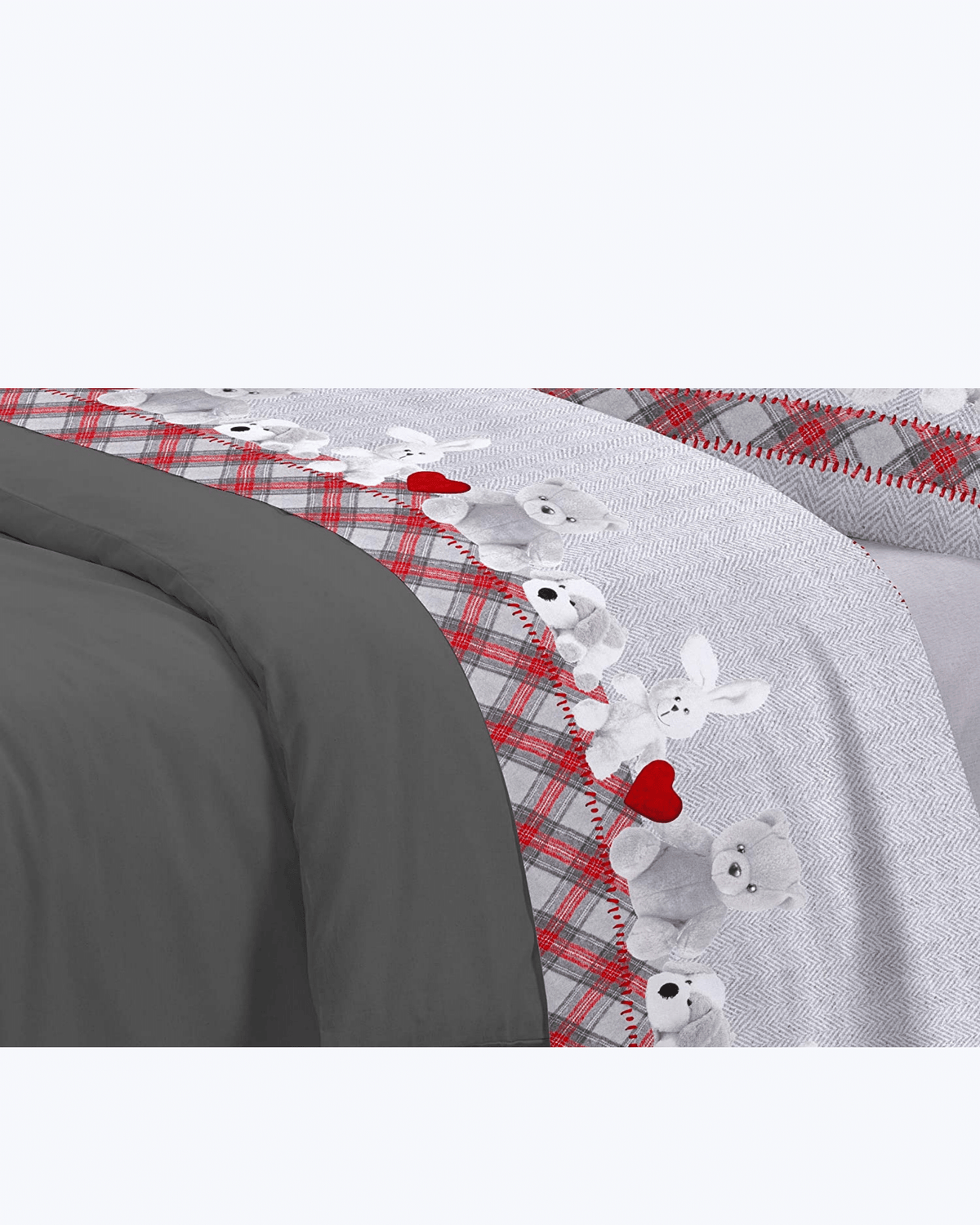 Set Lenzuola Letto in Cotone Made in Italy - Completo Letto Stampa Peluche