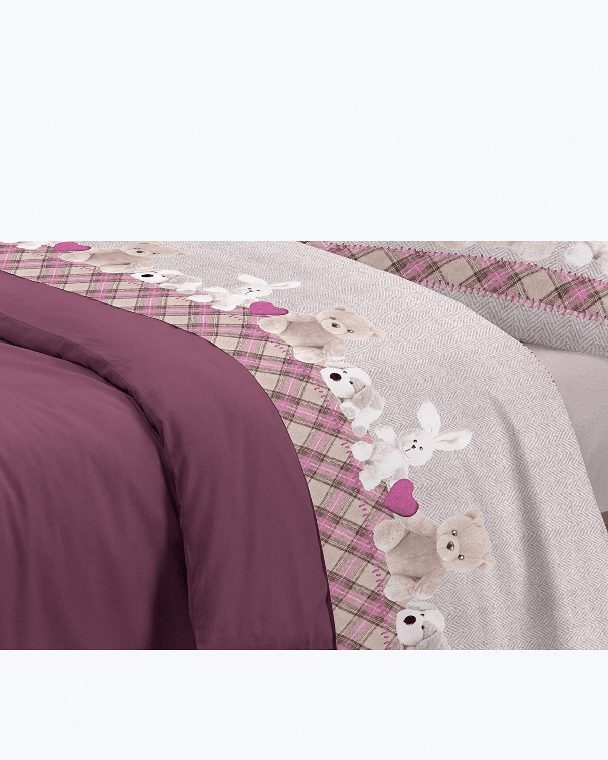 Set Lenzuola Letto in Cotone Made in Italy - Completo Letto Stampa Peluche