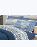 Set Lenzuola Letto in Cotone Made in Italy - Completo Letto Stile Tirolese Blu