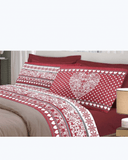 Set Lenzuola Letto in Cotone Made in Italy - Completo Letto Stile Tirolese Rosso