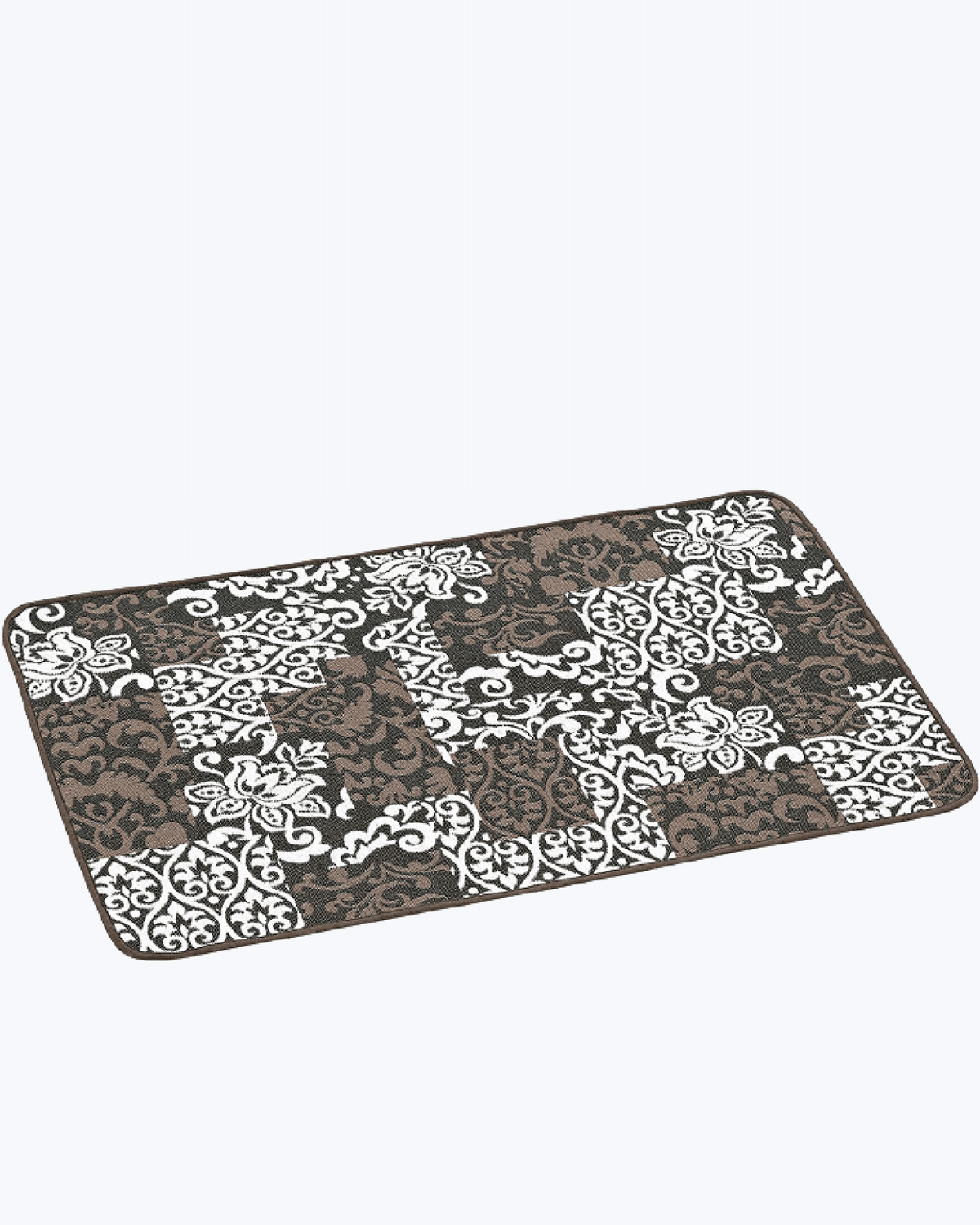 Tappeto Passatoia Antiscivolo per Cucina / Bagno | Fantasia a Patchwork Marrone
