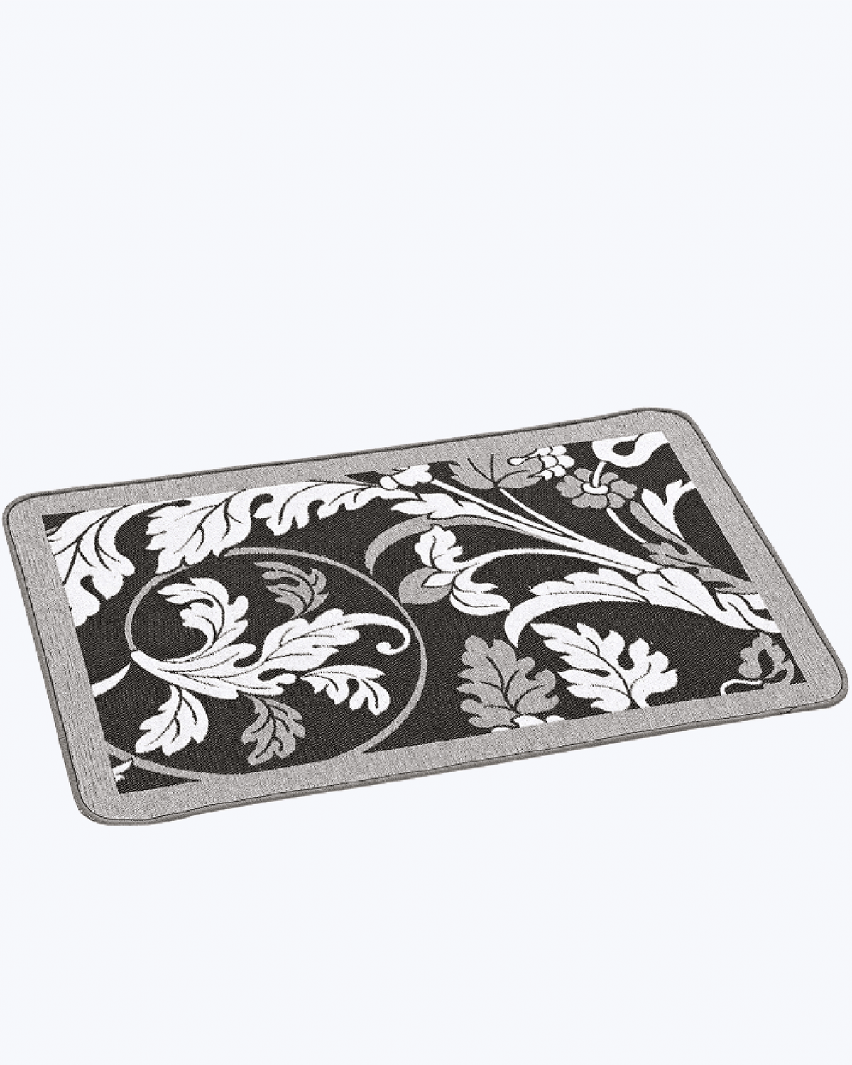 Tappeto Cucina Antimacchia e Antiscivolo | Fantasia Foliage Grigio