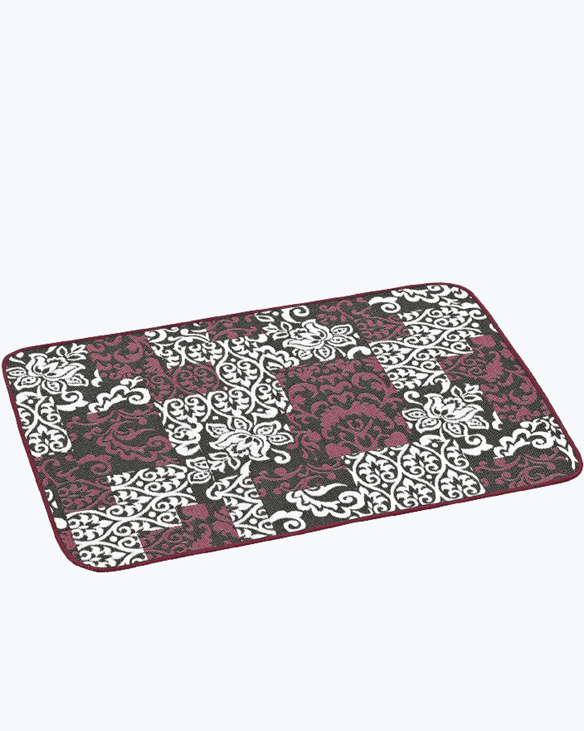 Tappeto Passatoia Antiscivolo per Cucina / Bagno | Fantasia a Patchwork Rosso