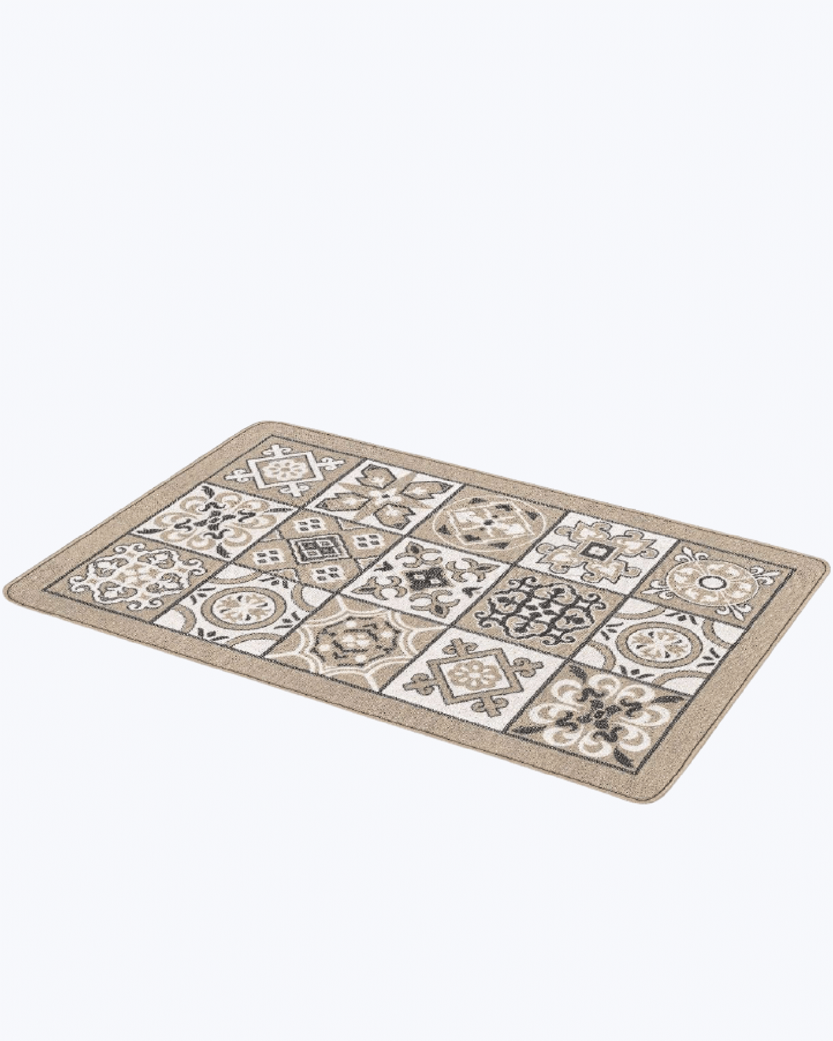 Tappeto Passatoia per Cucina o Bagno Antiscivolo | Fantasia a Maiolica Beige