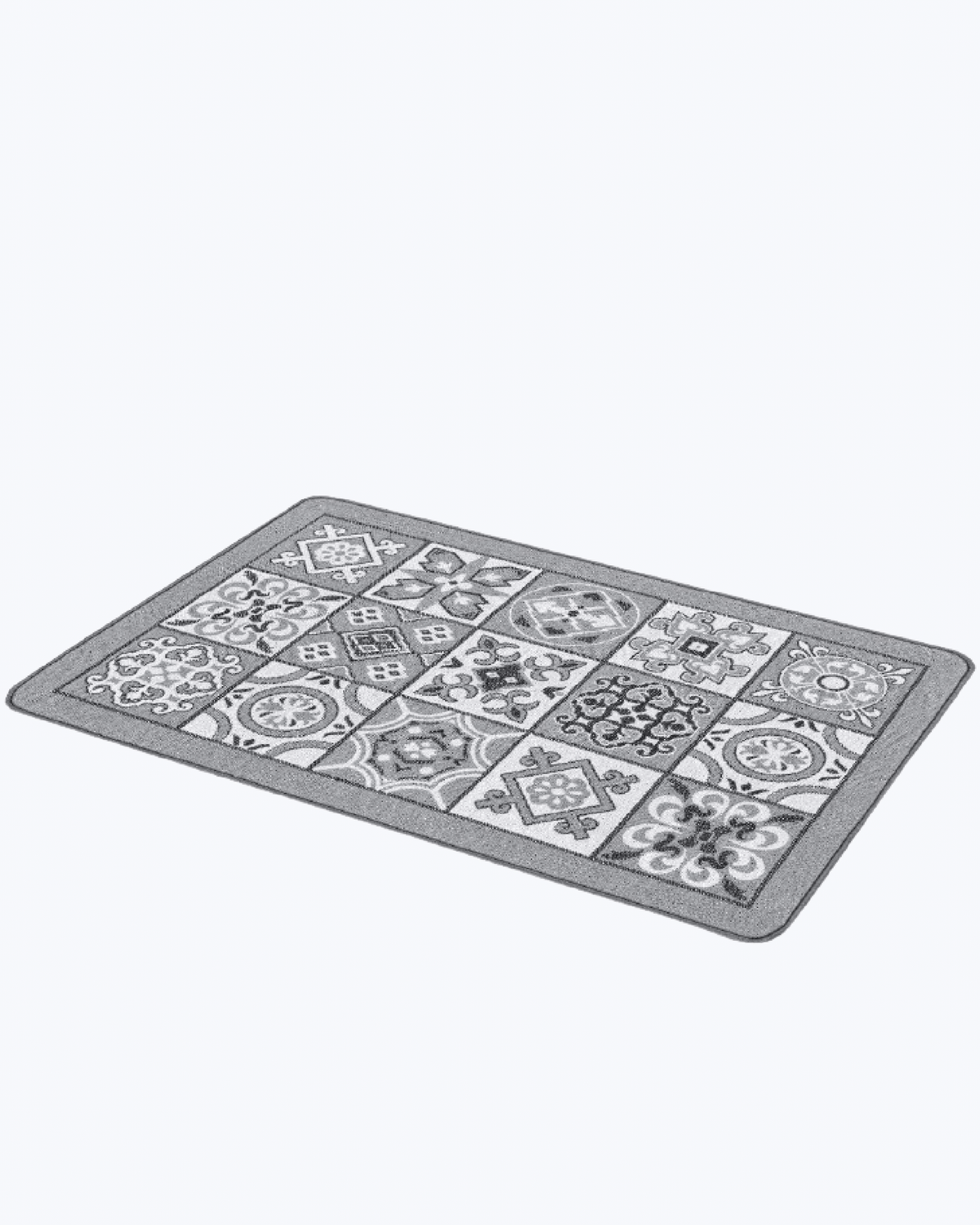 Tappeto Passatoia per Cucina o Bagno Antiscivolo | Fantasia a Maiolica Grigio