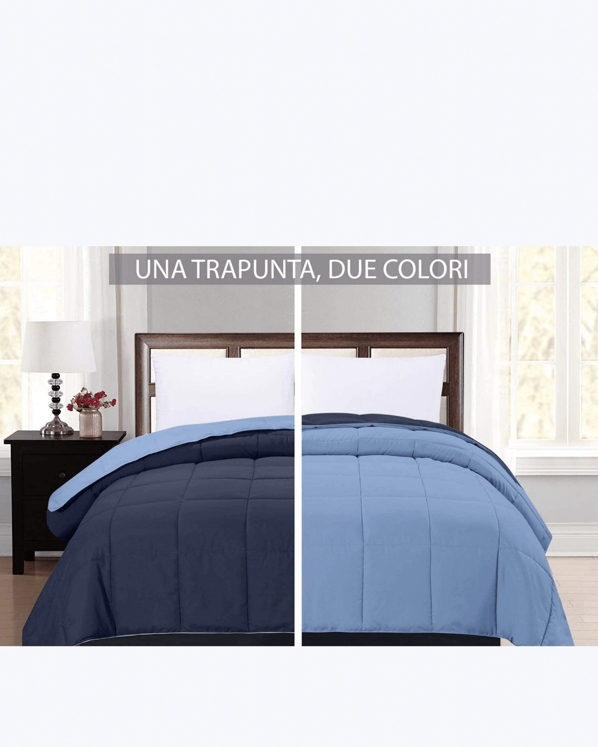 Copriletto Singolo Trapuntato Reversibile - Fantasia Tinta Unita