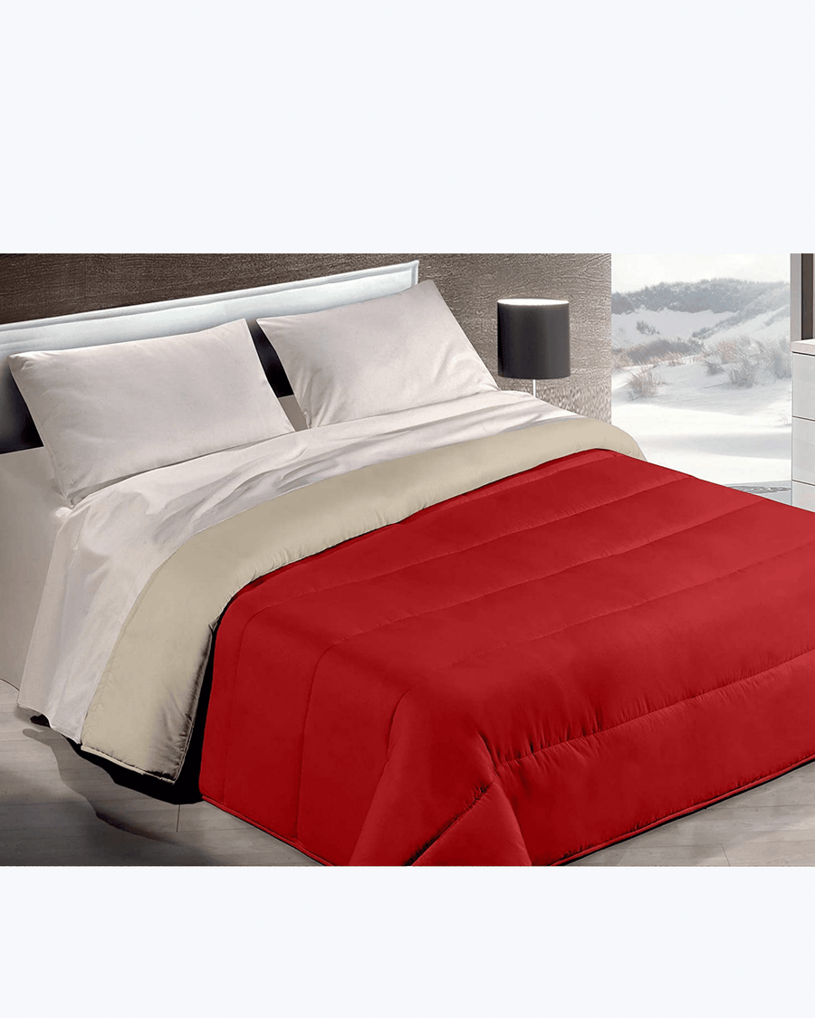 Piumone Invernale 200 gr/mq Made in Italy - Calda Trapunta Invernale Reversibile Bordeaux-tortora