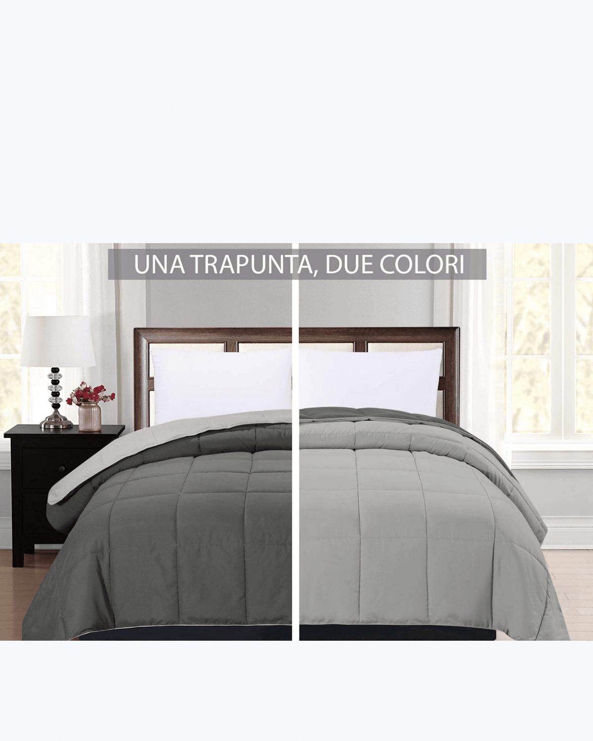 Copriletto Singolo Trapuntato Reversibile - Fantasia Tinta Unita
