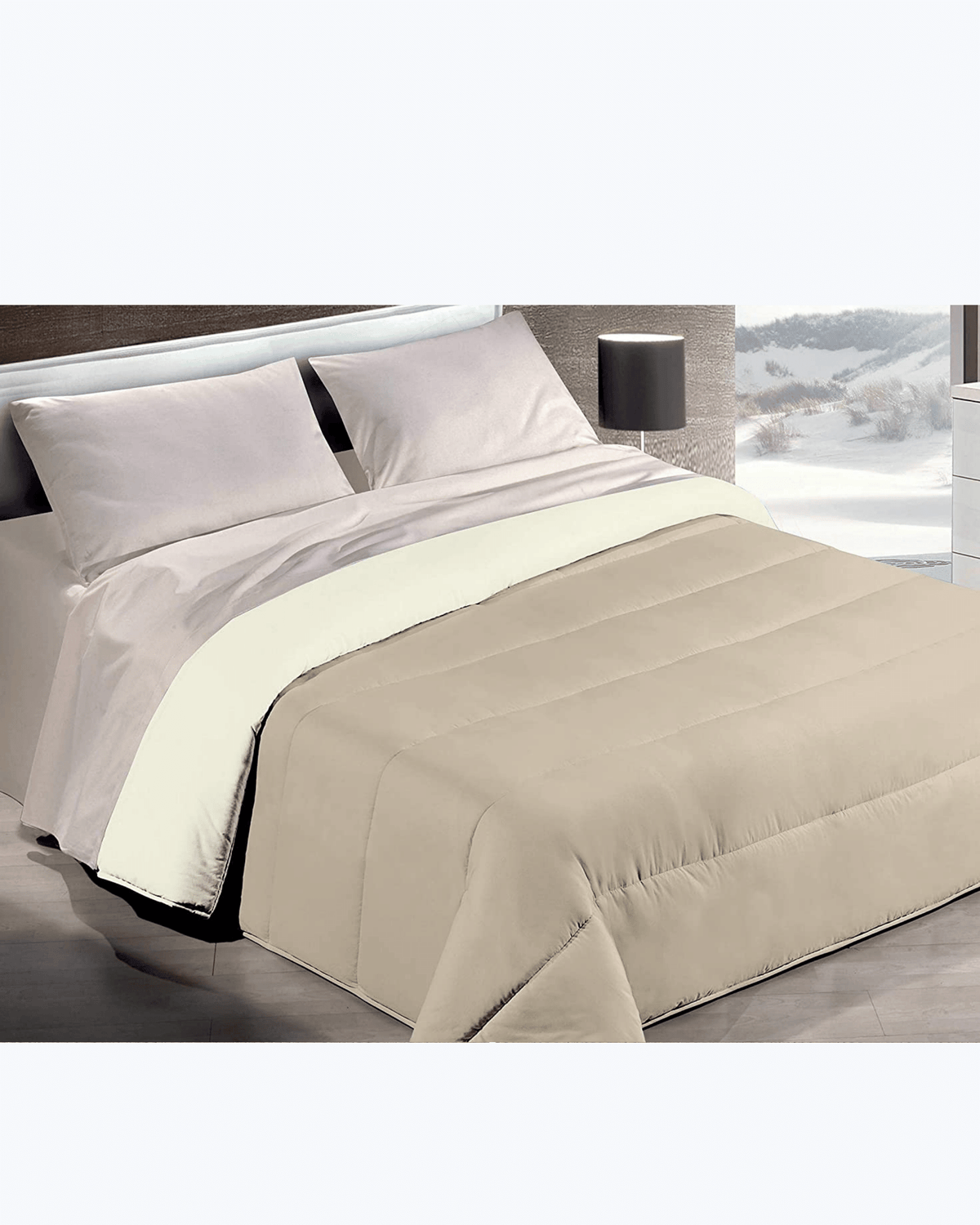 Piumone Invernale 200 gr/mq Made in Italy - Calda Trapunta Invernale Reversibile Totora-avorio