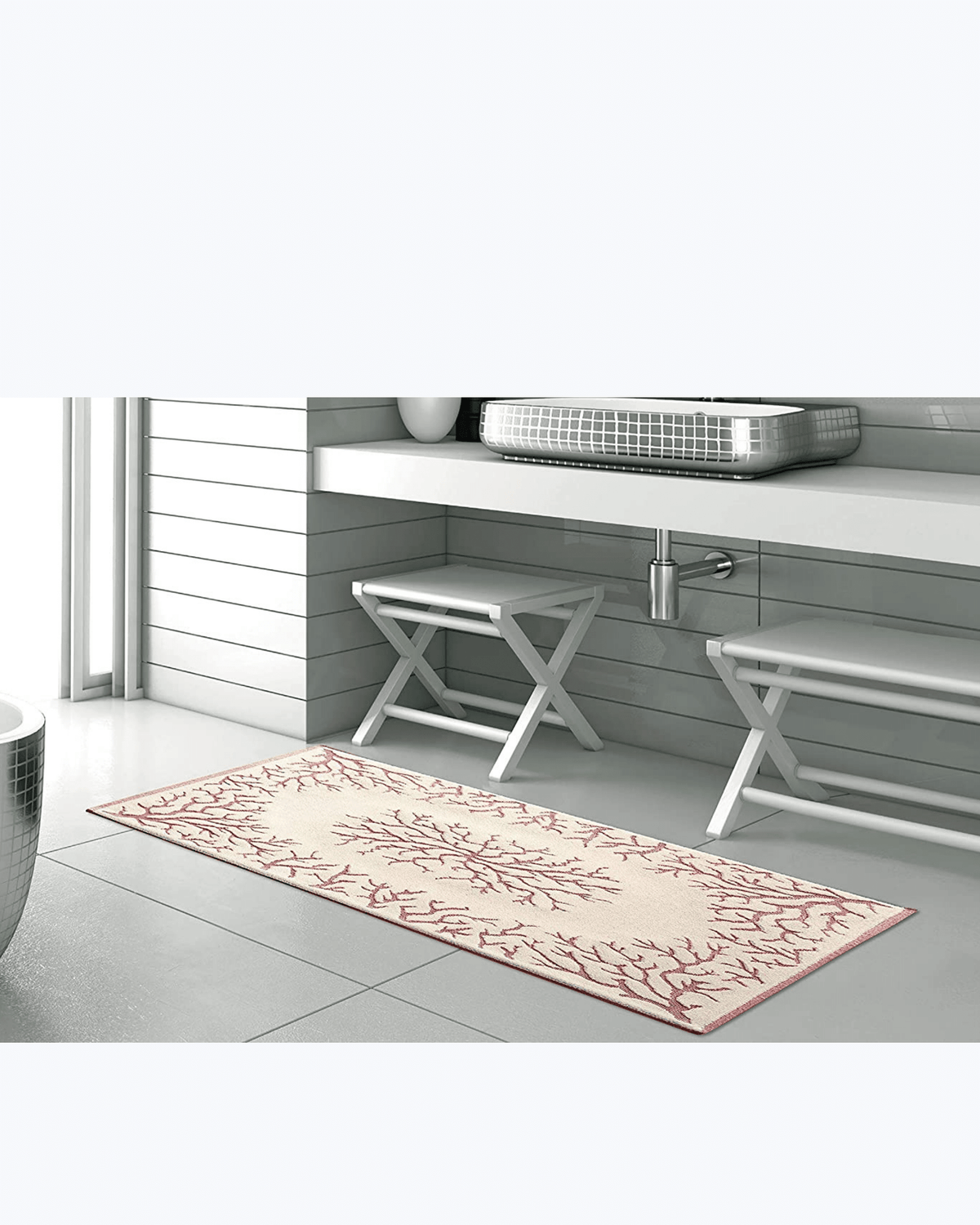 Tappeto Passatoia Antiscivolo per Cucina / Bagno | Fantasia Coralli