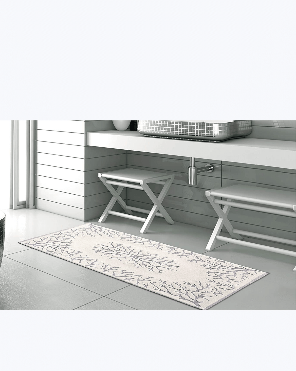 Tappeto Passatoia Antiscivolo per Cucina / Bagno | Fantasia Coralli