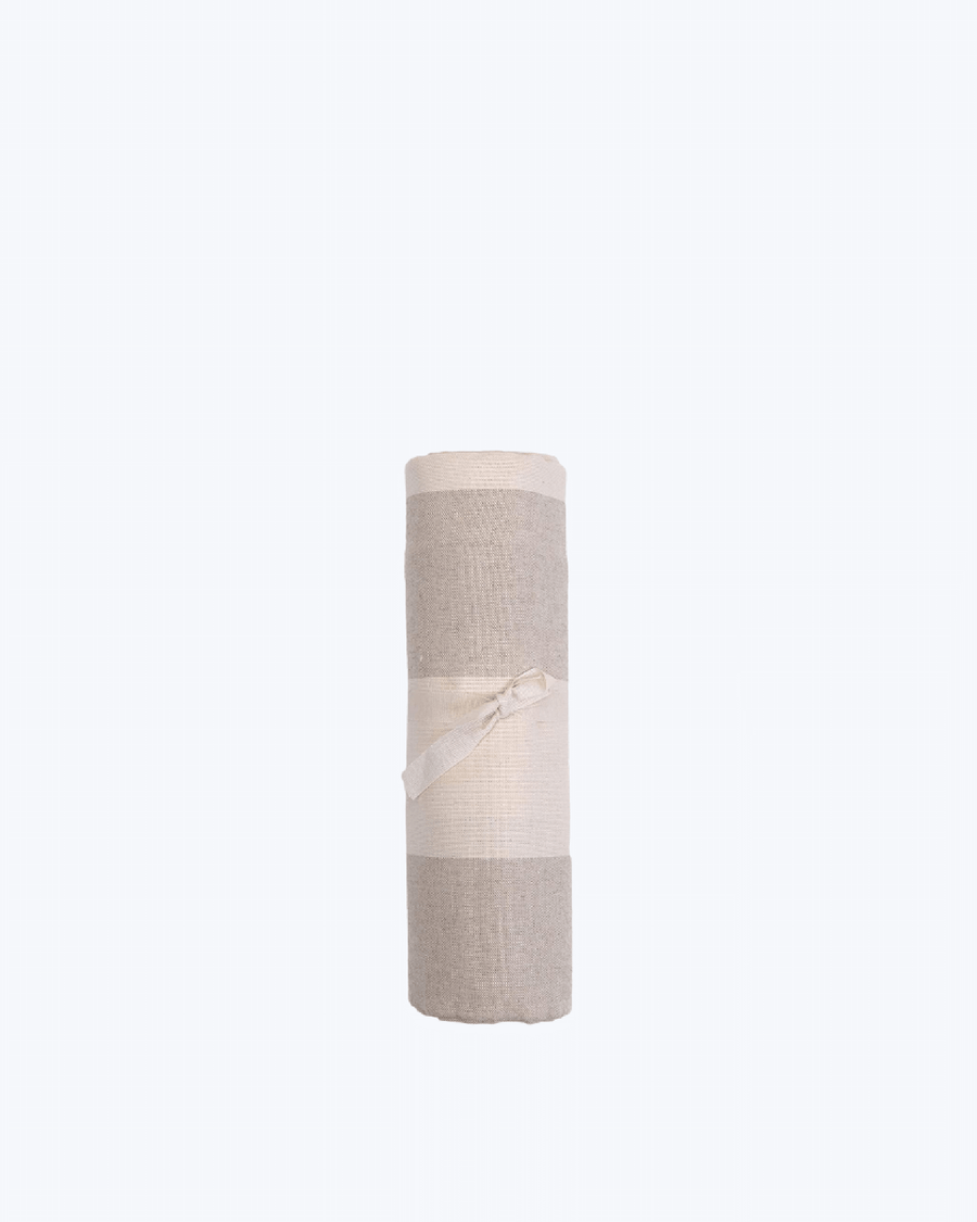 Telo Arredo Copritutto a Righe Grandi in Cotone- Perfetto come Copriletto o Copridivano Beige
