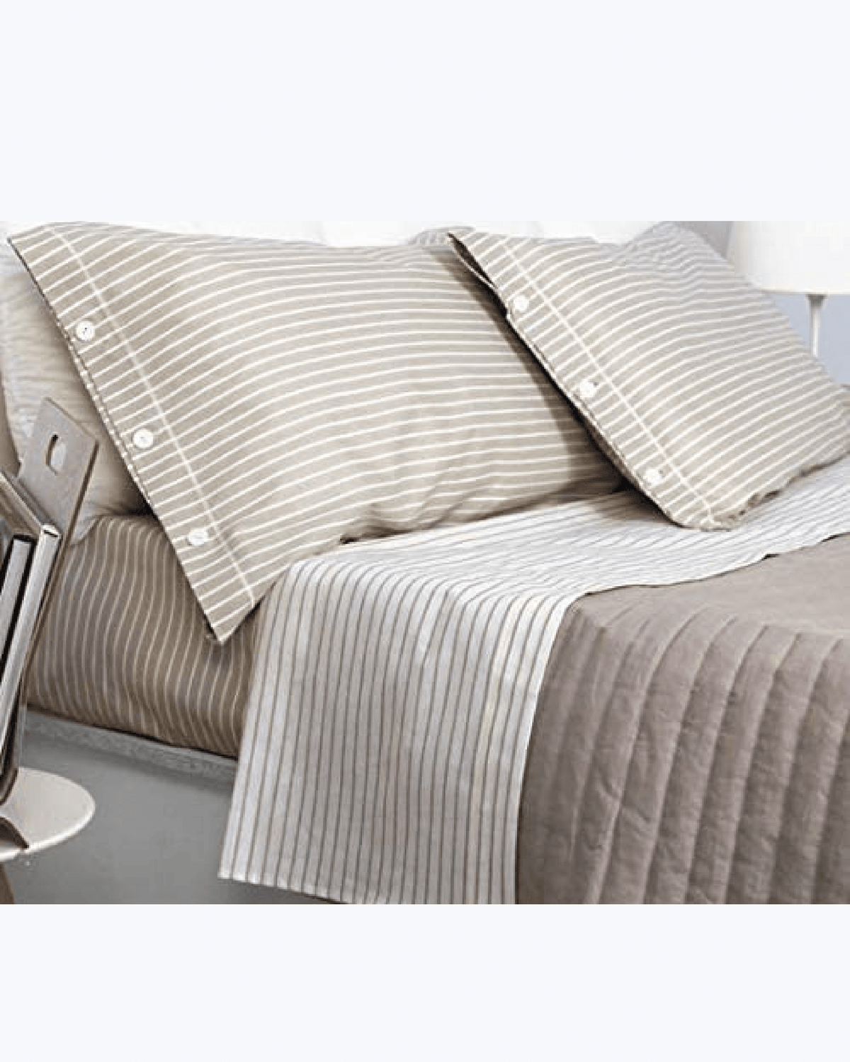 Set Lenzuola in Cotone - Completo Letto con Righe Sottili 2 Piazze - [2Piazze]