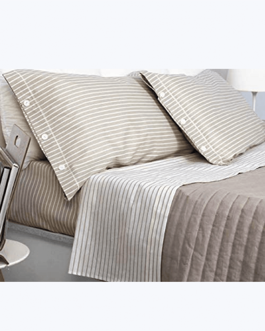 Set Lenzuola in Cotone - Completo Letto con Righe Sottili 2 Piazze - [2Piazze]