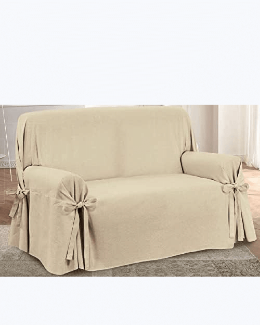 Copripoltrona / Copridivano con Lacci in Cotone | Prezioso Beige
