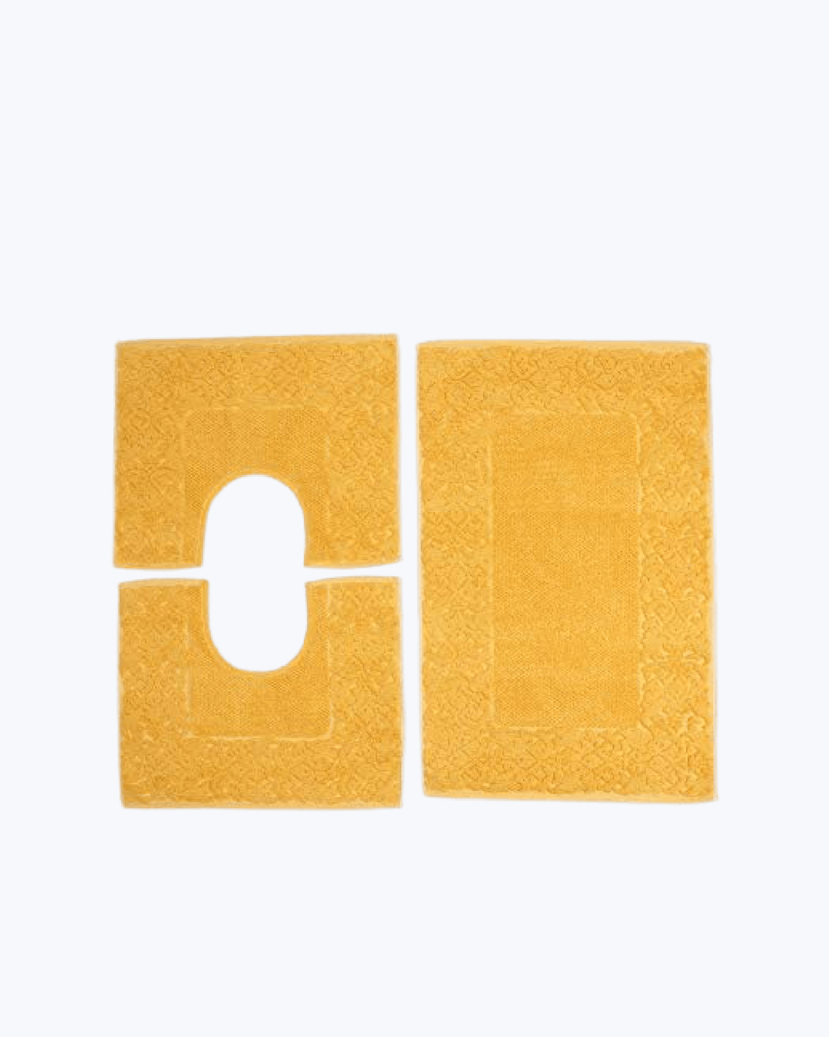 Set Tappeti Bagno 3 Pezzi Elegante: 1 Tappeto 60X90 e 2 Girowater/Girobidet Giallo