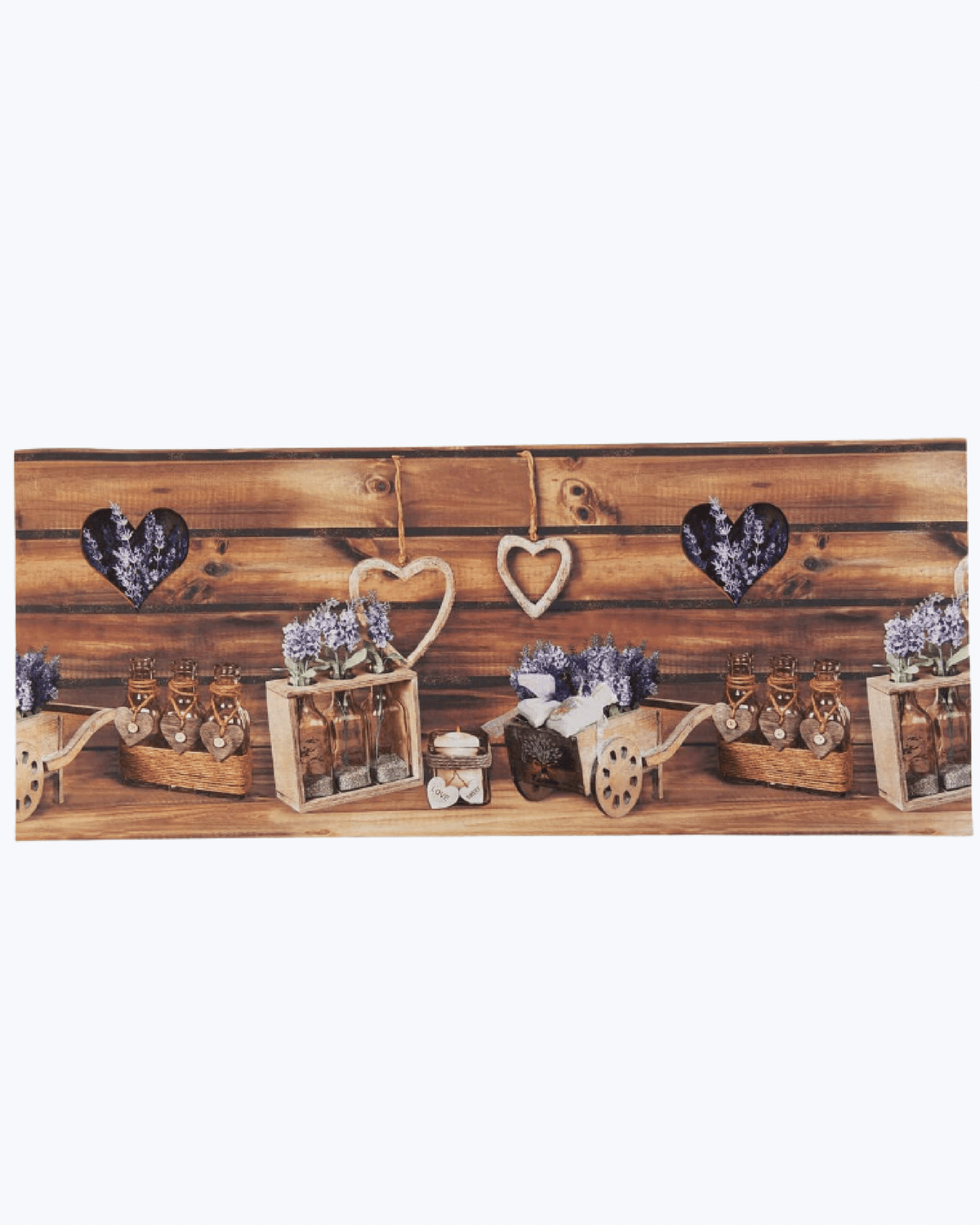 Tappeto Cucina Antiscivolo Lavabile in Vinile - Passatoia Antimacchia in PVC Lavanda e Fiori 52X500