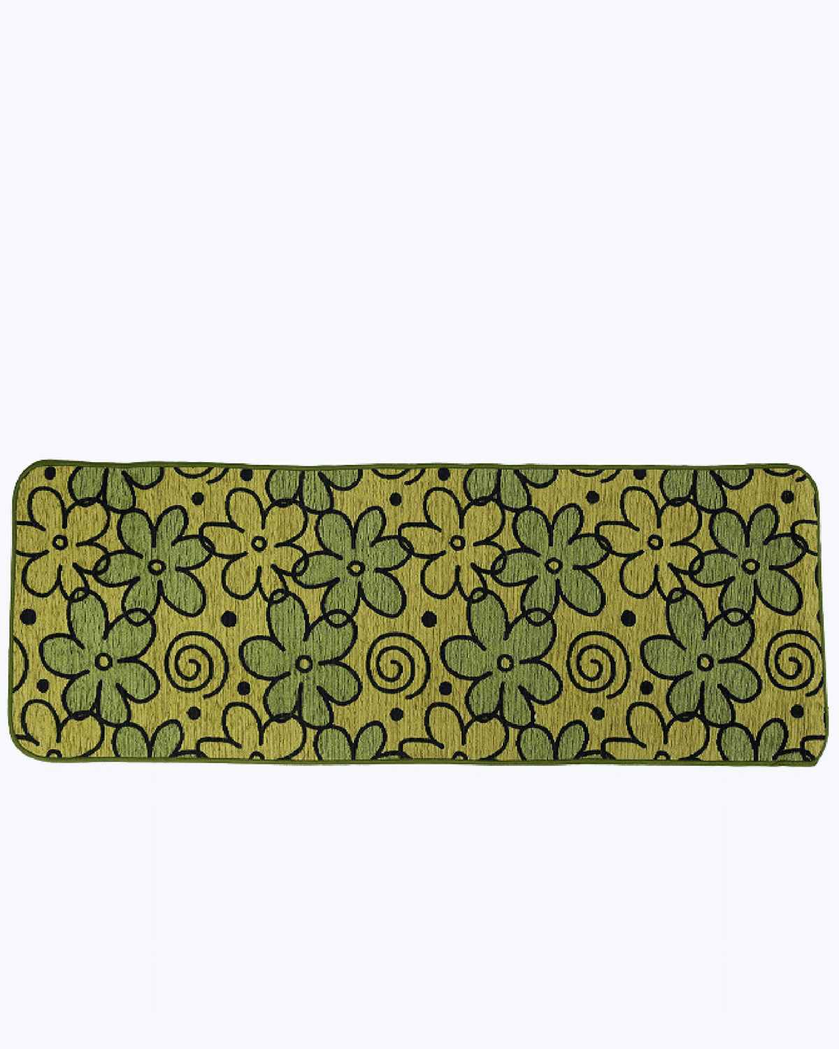 Tappeto Cucina Antimacchia e Antiscivolo | Fantasia a Fiori Flora - Verde