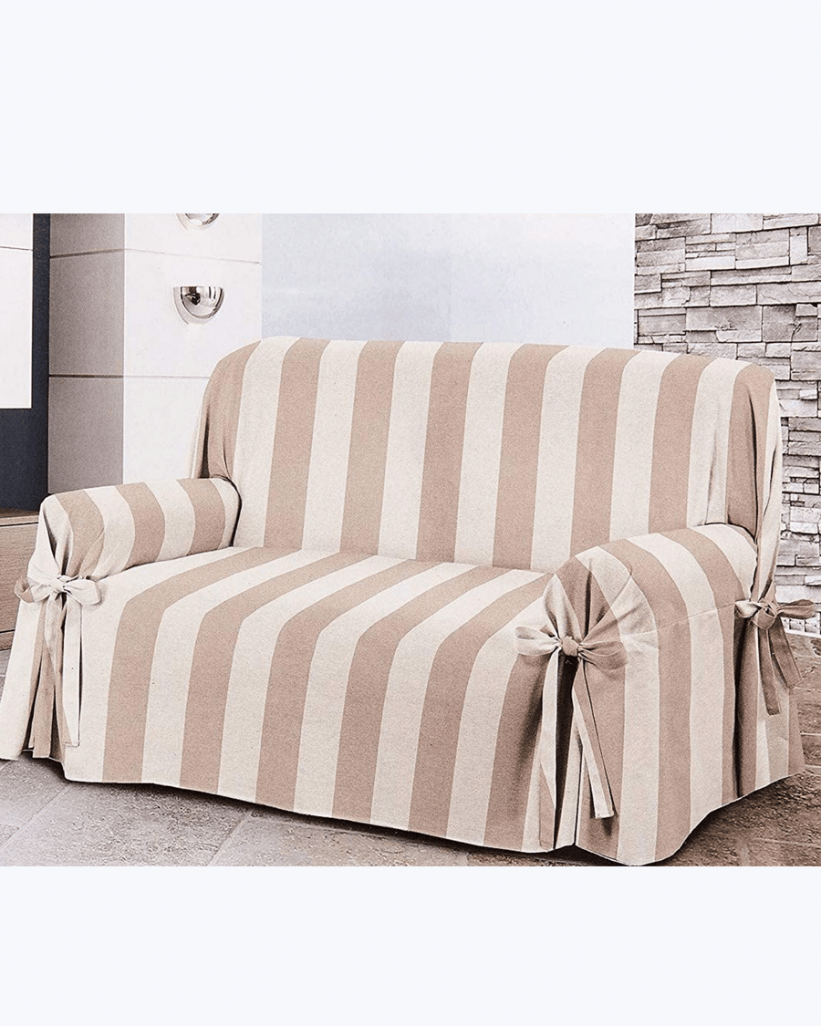 Copripoltrona / Copridivano con Lacci in Cotone | Elegante Salvapoltrona a Righe