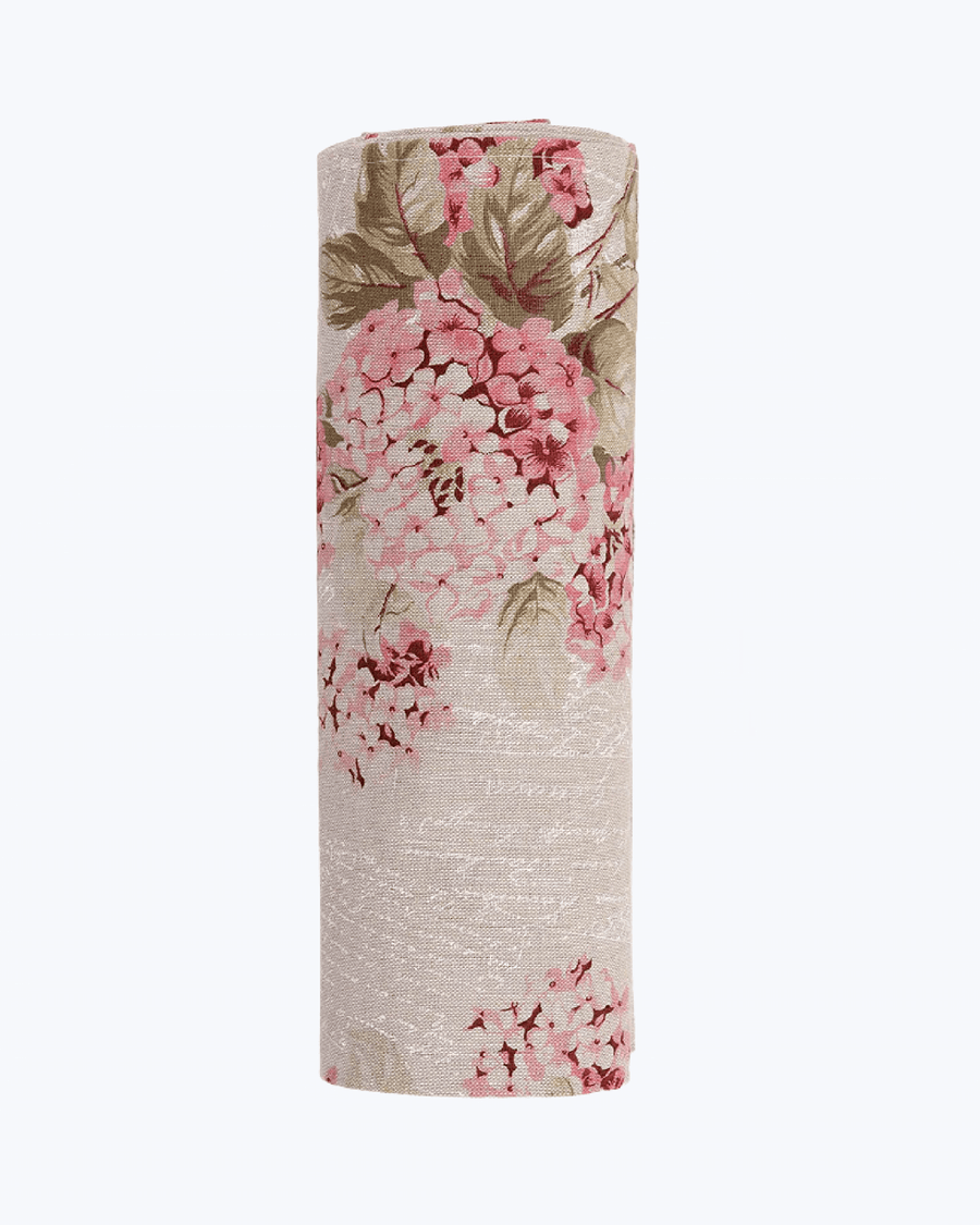 Telo Arredo Copritutto in Cotone con Ortensie - il Perfetto Copriletto o Copridivano Rosa