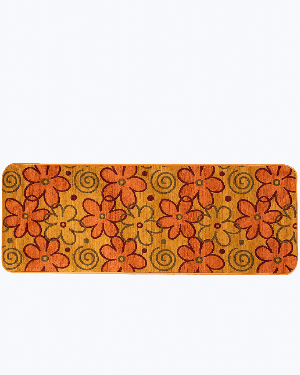 Tappeto Cucina Antimacchia e Antiscivolo | Fantasia a Fiori Flora - Arancione