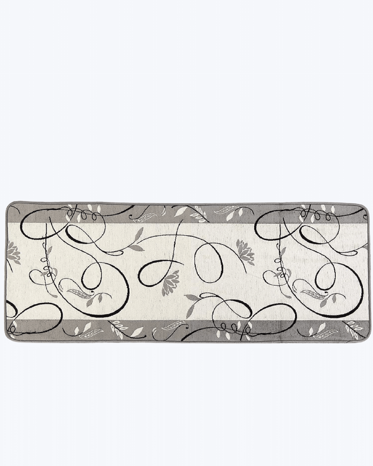 Tappeto Cucina Antimacchia e Antiscivolo | Fiori Disegnati Gold - Grigio