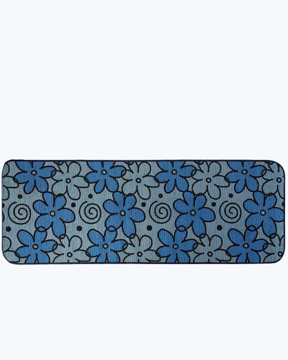 Tappeto Cucina Antimacchia e Antiscivolo | Fantasia a Fiori Flora - Blu