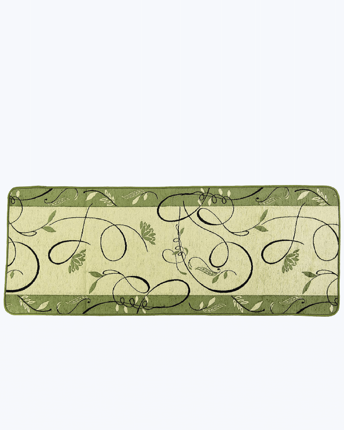 Tappeto Cucina Antimacchia e Antiscivolo | Fiori Disegnati Gold - Verde