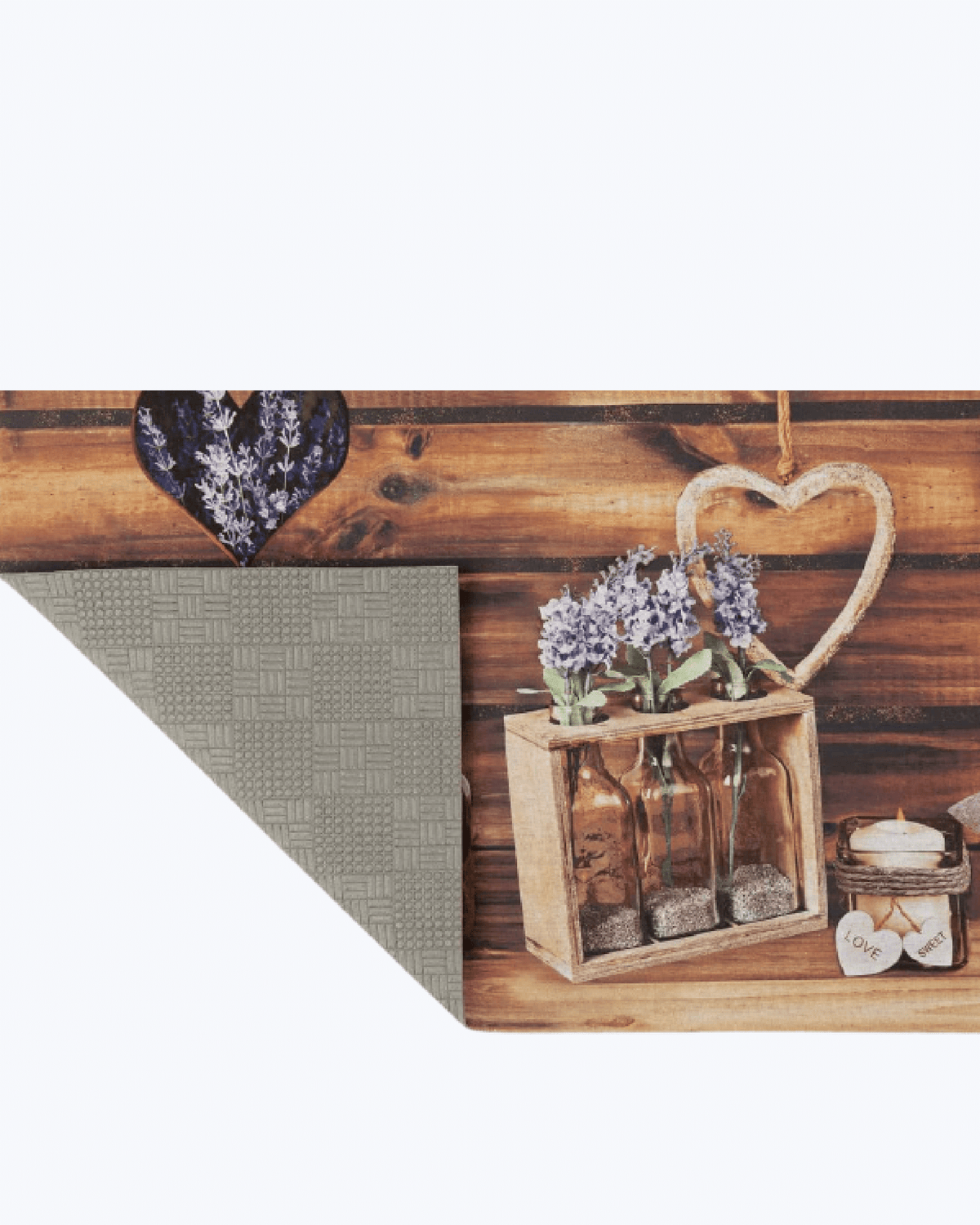 Tappeto Cucina Antiscivolo Lavabile in Vinile - Passatoia Antimacchia in PVC Lavanda e Fiori